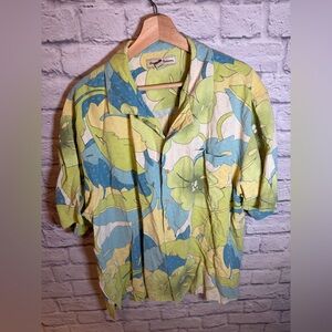 Tommy Bahama Hawaiian Silk Floral Button Up Shirt mens size XL